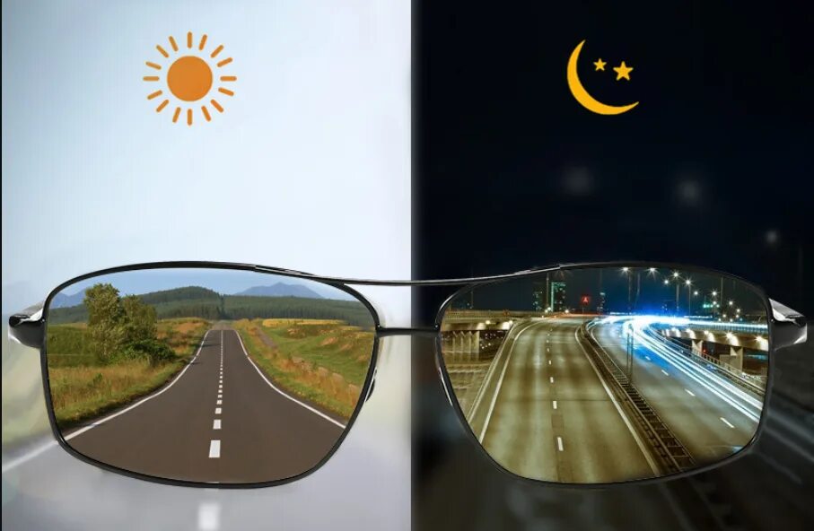 Картинки для очков с поляризацией. Photochromic Sunglasses men Polarized Driving Chameleon Glasses male change Color Sun Glasses Day Night Vision Driver's Eyewear. Фотохромные очки для водителей. Фотохромные очки с поляризацией. Линзы для вождения автомобиля ночью.