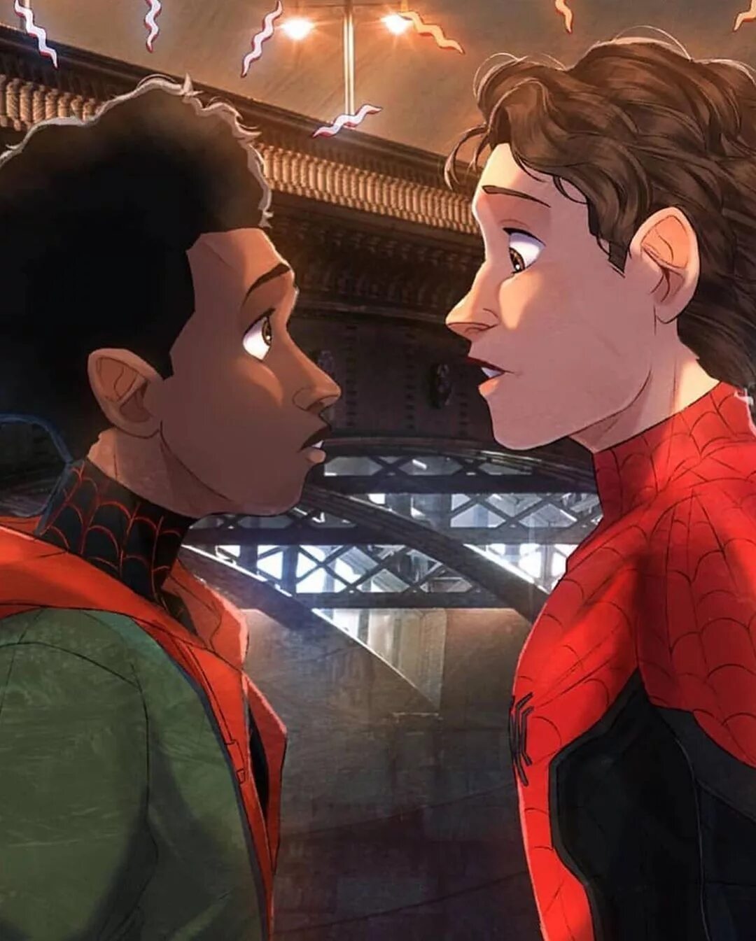 Peter parker x peter parker. Человек-паук Майлз Моралес и Питер Паркер. Майлз Моралес и Питер Паркер. Человек паук Питер Паркер и Майлз Моралес 2017. Питер Паркер и Майлз шип.