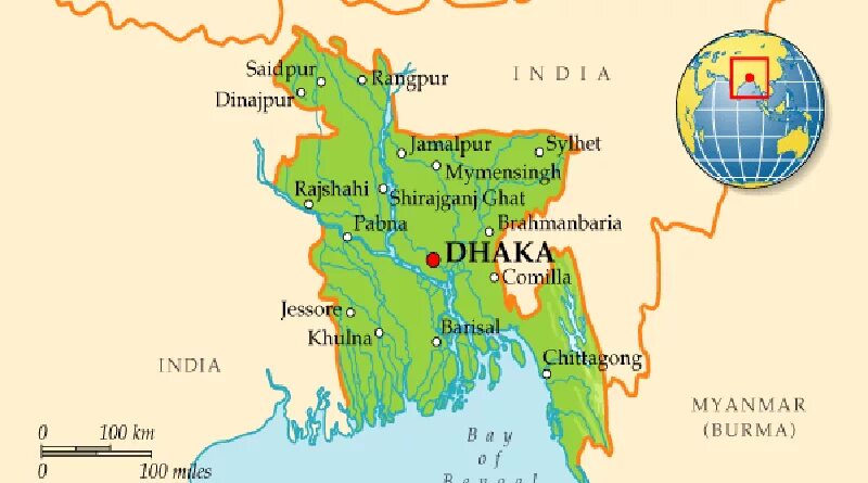 Бангладеш на карте где находится столица
