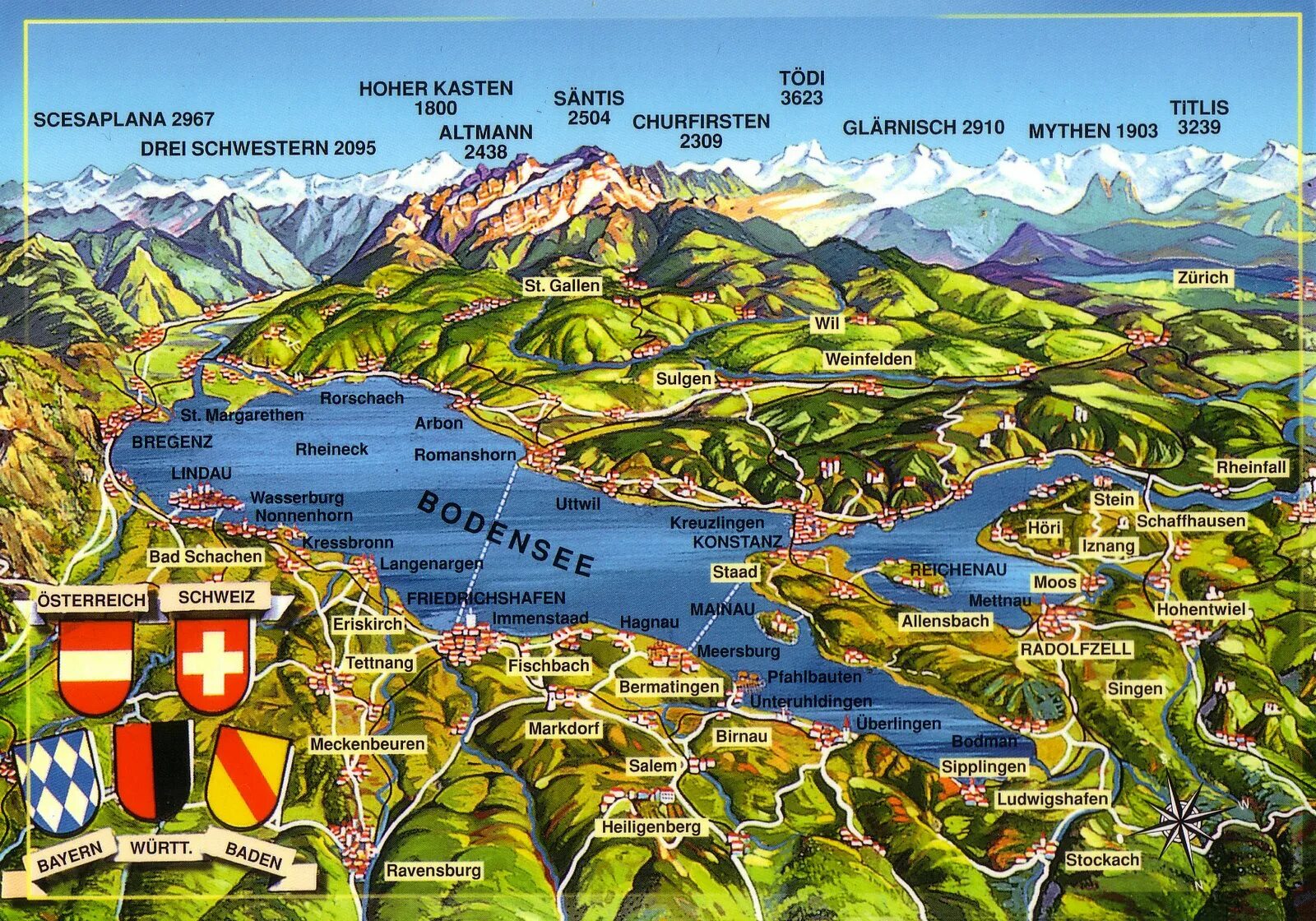 Боденское озеро на карте. Путеводитель Боденское озеро. Bodensee на карте. Bodensee на карте Германии.