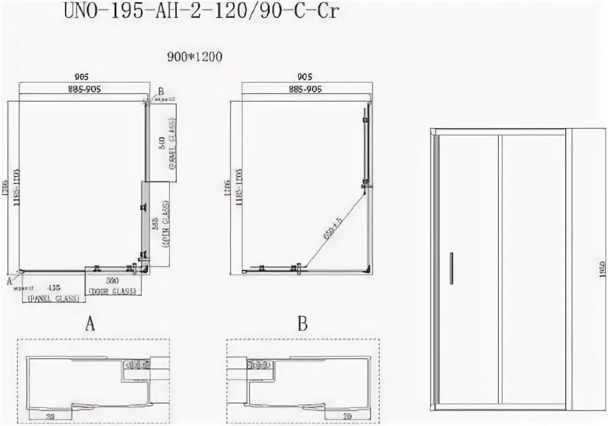 Душевая дверь belbagno uno