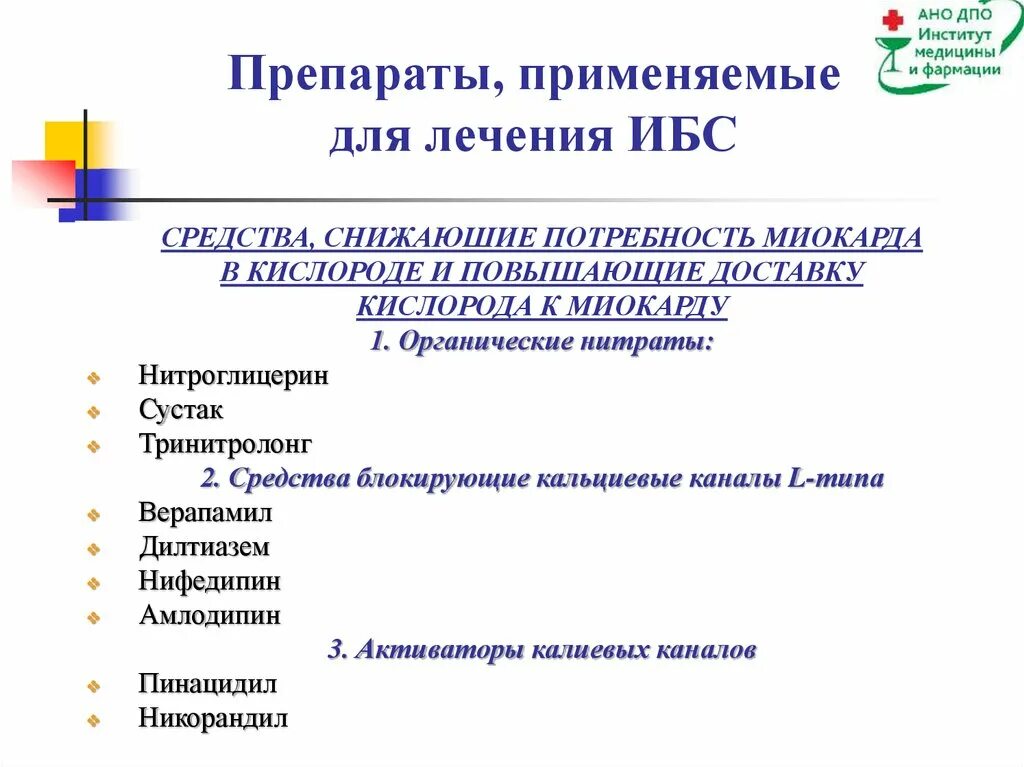 Ишемия лечение препараты