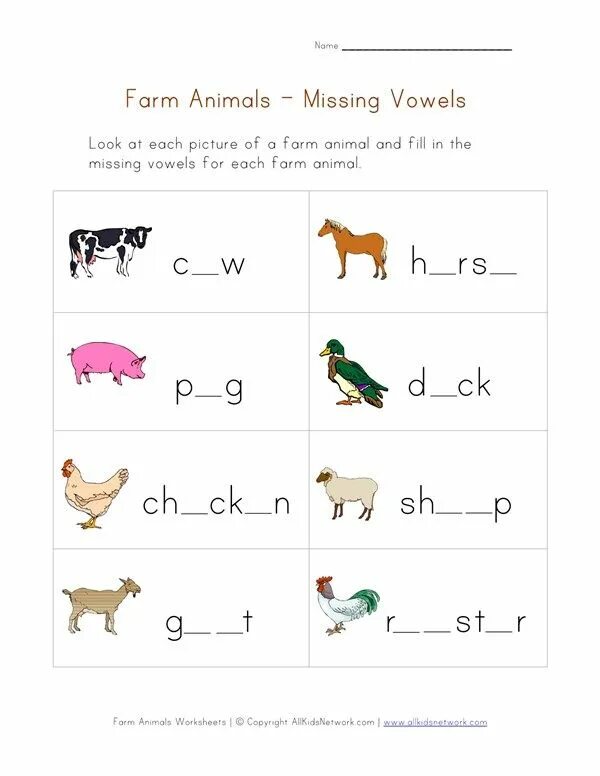 Complete the missing vowels. Домашние животные на английском для детей задания. Английский animals Worksheets for Kids. Задания по английскому языку животные ферма. Животные на английском для детей задания.