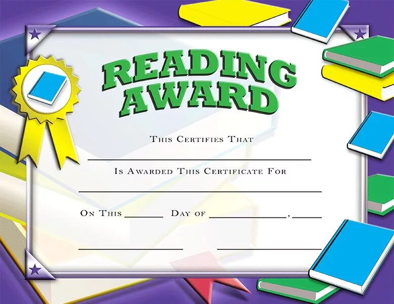 Reading certificate. Award Certificate. Award Certificate for School. Reading Award.