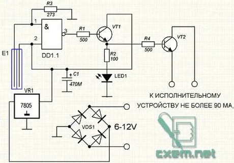 Датчик влажности почвы схема