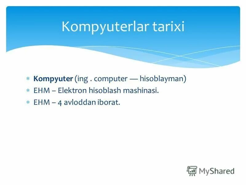 Internet tarixi. 2 Avlod kompyuterlari. Tovush platasi. 4 Avlod kompyuterlari. Kompyuterlar va EHMLAR.