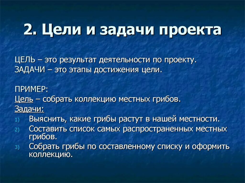 Что писать в цели проекта