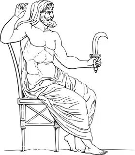 Free Clipart of a Black and White Greek Mythology God, Cronus.