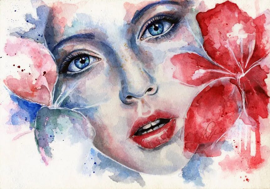 губы рисунок. польская художница joanna wedrychowska. картина красные губы. язык акварелью. язык акварелью.