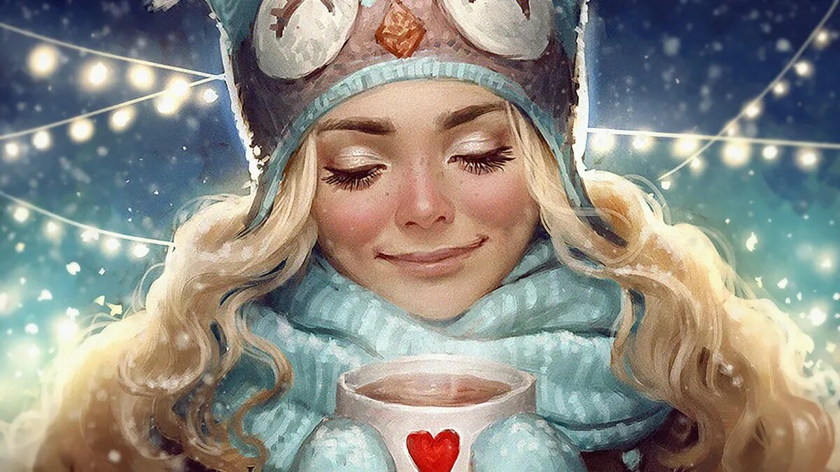 Зимняя девочка тема. Лёля Назарова. Современная Снегурочка рисунок. Девушка новый год арт. Зимний арт девушка.