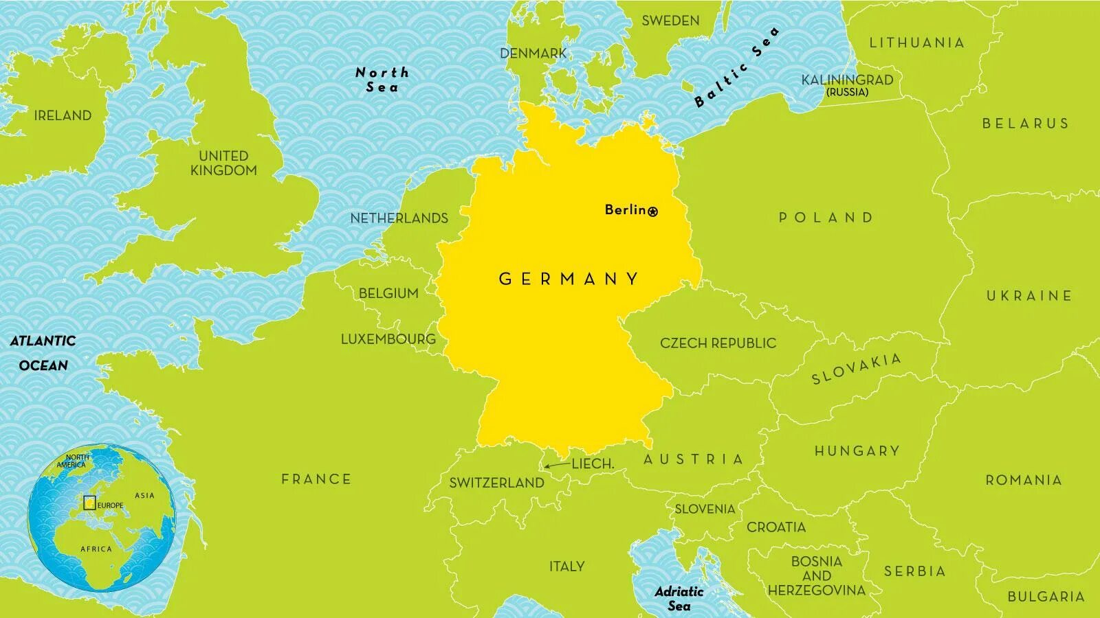 Германия это какая страна. Германия на карте Европы. Германия на политической карте Европы.