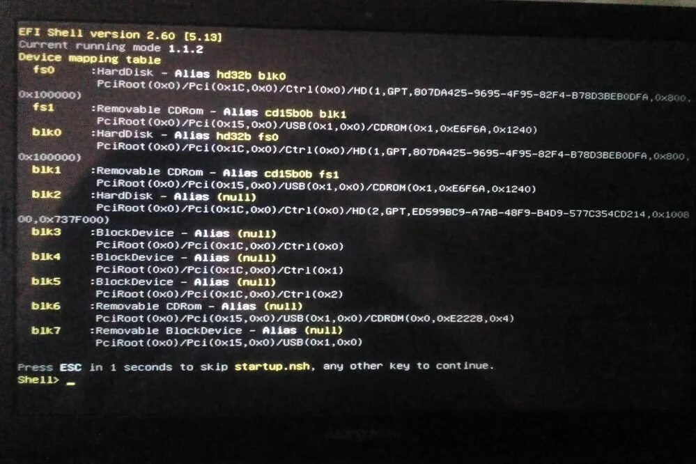 EFI Shell. EFI Shell Mode. EFI Shell команда CD. EFI Shell device Mapping Table.