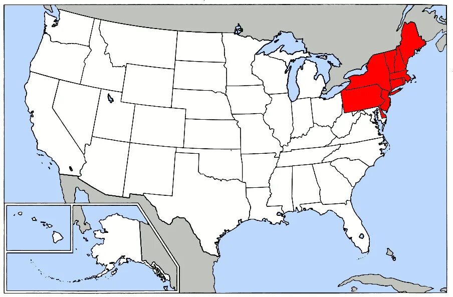 Карта восточной америки. Северо Восток Америки штаты. Северо Восток США макрорайон. Северо Восточный центр США. Северо-Восток США Запад США Юг характеристика.