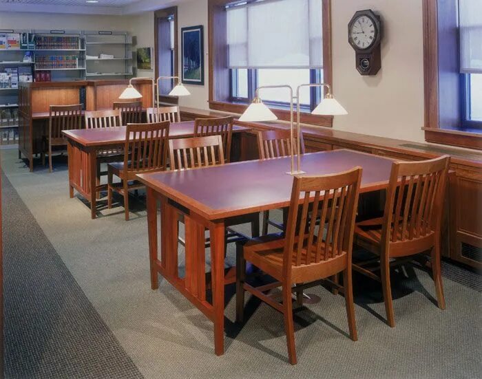 Library table. Suffolk county community college library.
