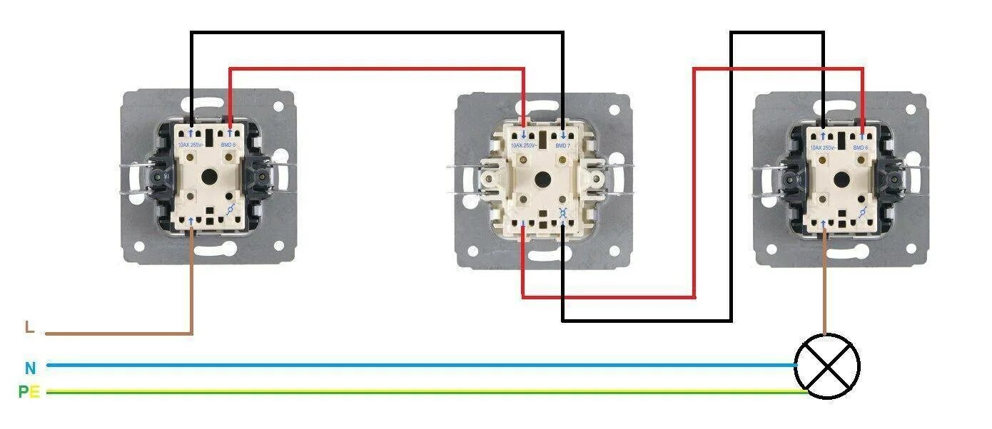 Перекрестный переключатель Legrand схема. Переключатель проходной одноклавишный схема подключения. Проходной диммер Schneider схема подключения. Перекрёстный выключатель одноклавишный схема Legrand. Как подключить перекрестный выключатель
