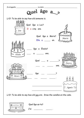 How old are you worksheet
