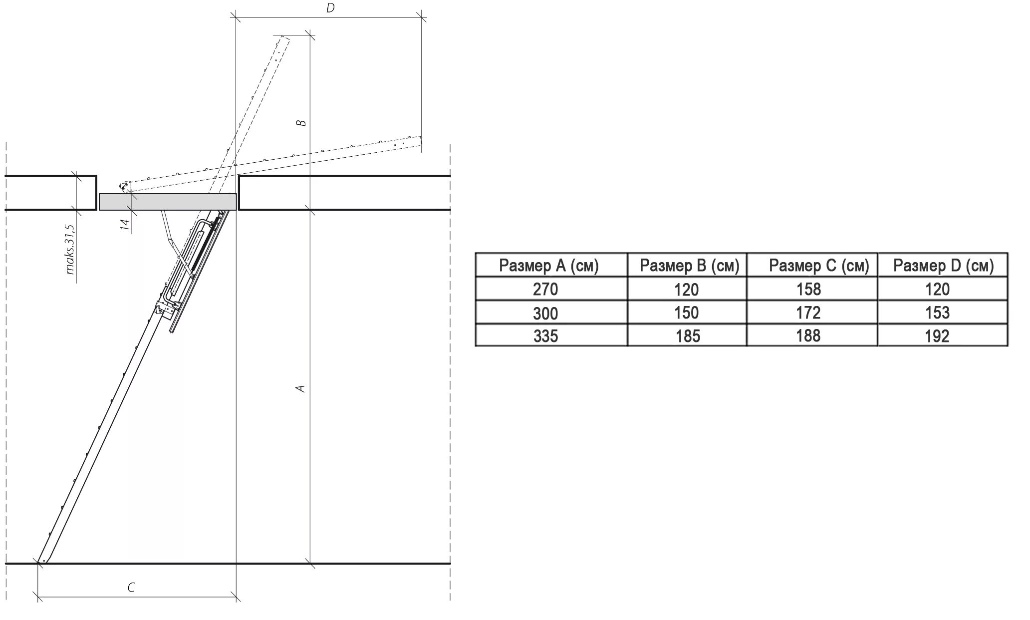 Схема чертеж люка на чердак Лестница Fakro LMS 60x120 купить в интернет-магазине по низкой цене на Яндекс