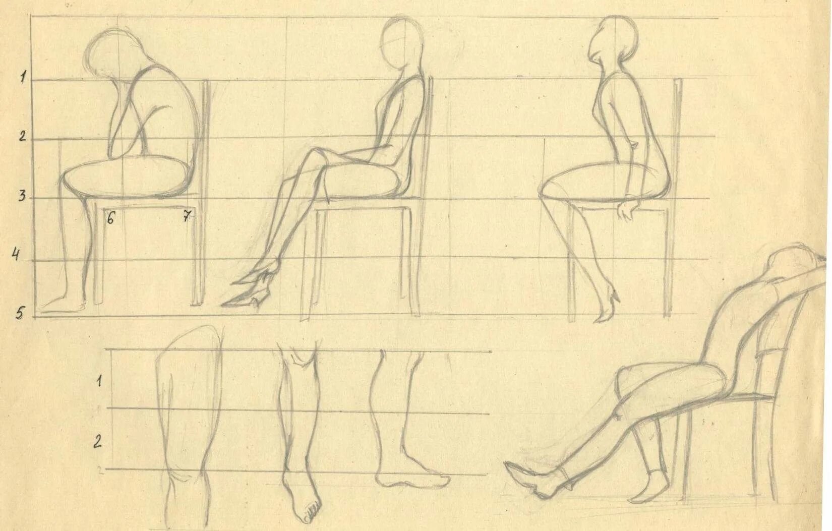 Поэтапно объяснение. Пропорции сидящего человека сбоку. Наброски людей. Пропорции человека сидящего на стуле. Наброски фигуры человека.