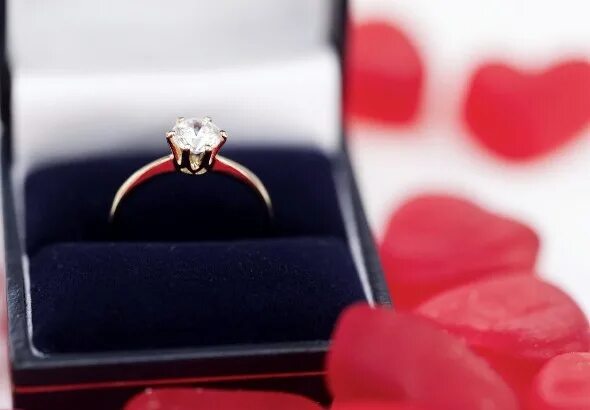 Diamond Ring in Box Surrounded by Rose Stock Photo - Image of romantic, space: 8