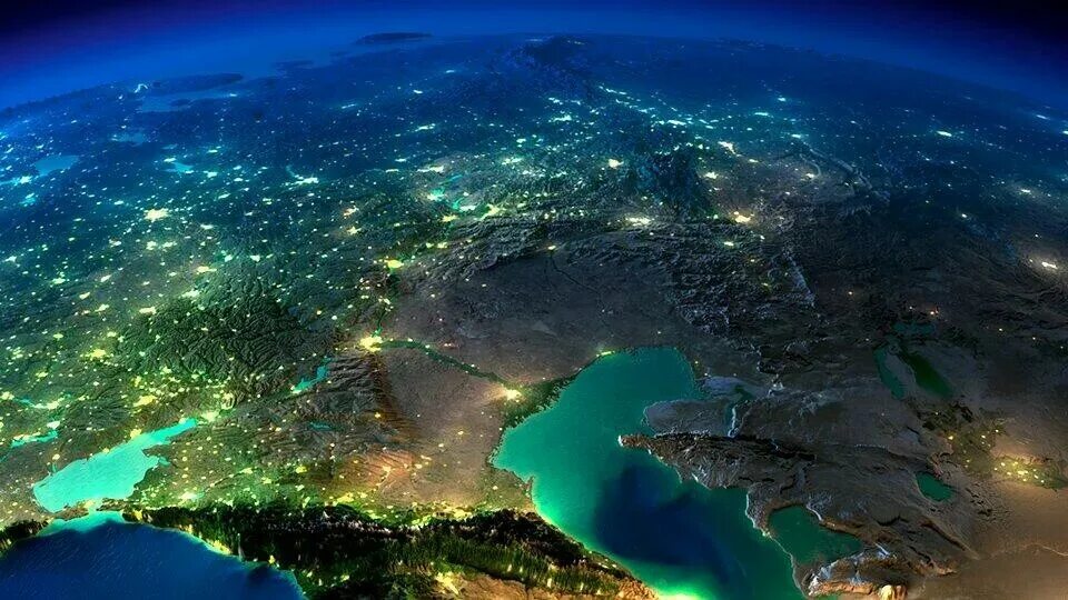 Ночи евразии. Каспийское море из космоса. Планета из космоса. Вид земли из космоса. Ночная земля из космоса.