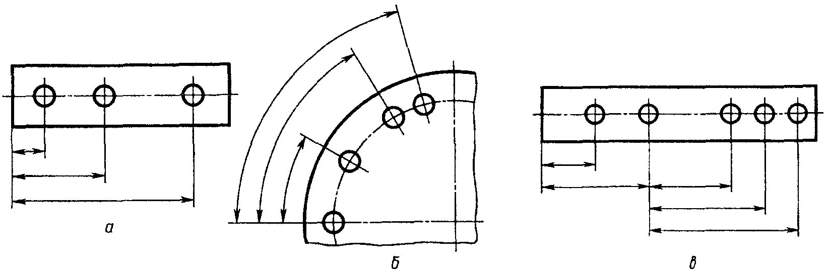 Повторяющиеся размеры. Как ставятся размеры на чертеже. Шифр машиностроительных чертежей. Обозначение повторяющихся размеров на чертежах ескд. Простановка размеров на чертеже цепочки отверстий.