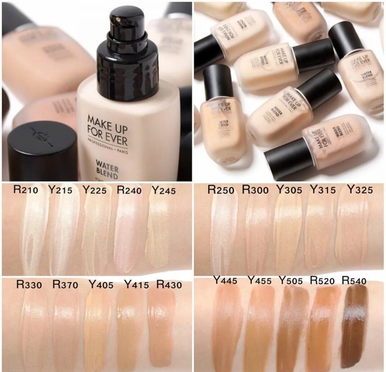 Палитра тонального крема make up forever. Foundation cream. Make up for ever watertone foundation оттенки. Ср-во water blend 50мл y370. Watertone skin perfecting fresh foundation r355.