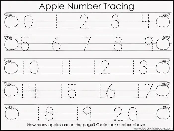 Tracing 20. Apple tracing. trace numbers. trace the numbers and words 0-20. trace number 1.