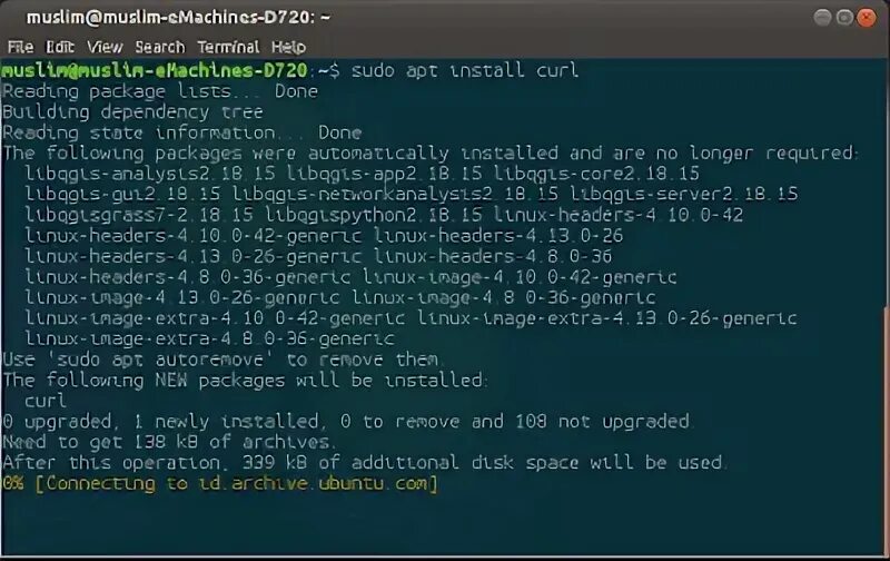 Apt install curl. Apt install curl