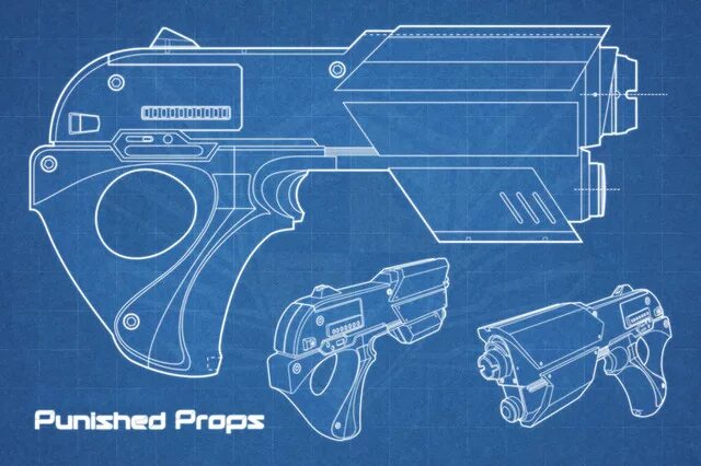 Gun project. Portal Gun Blueprint. Prop Blueprint. Fish Gun Blueprint. DIY Prop Gun.