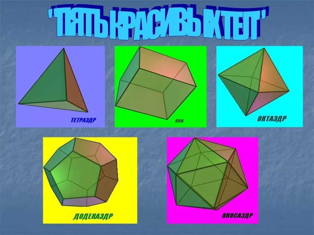 Многоугольники 10. Правильные геометрические тела. Красивые Платоновы тела. Плакат на тему многогранники. Видеоуроки многогранников.