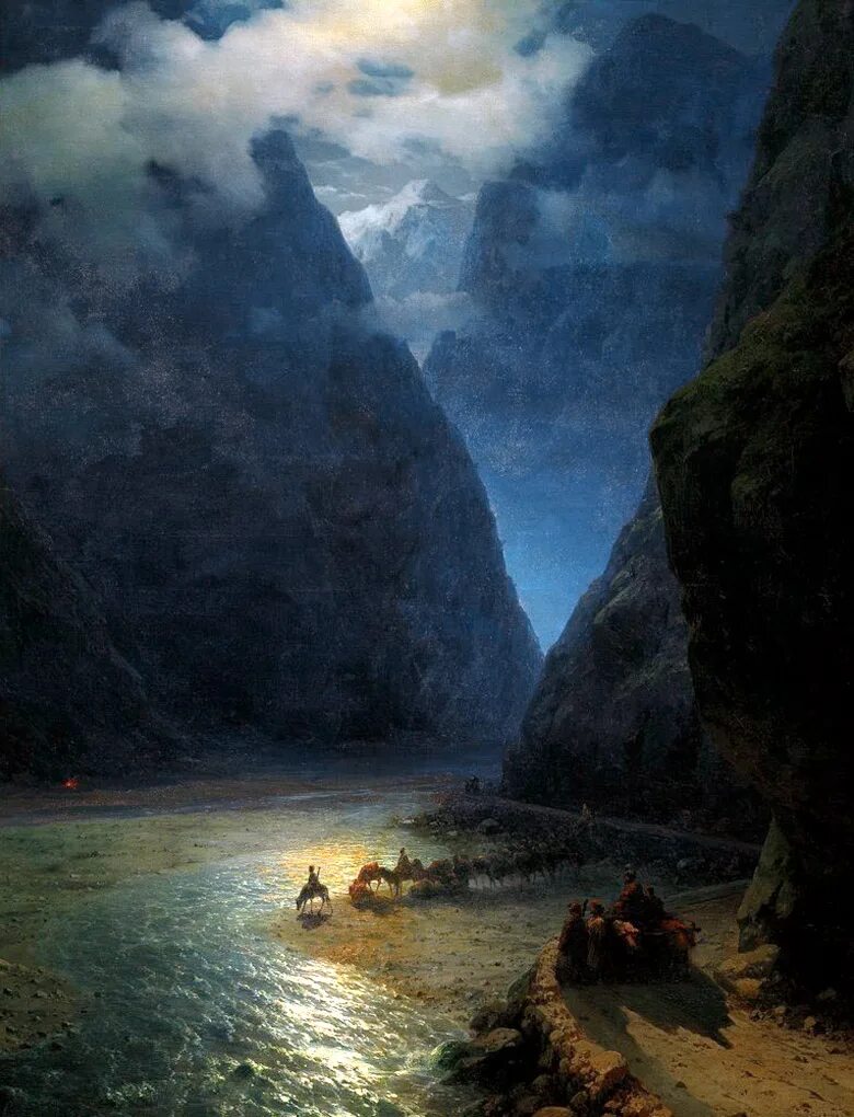Картина ночные пейзажи айвазовского. Айвазовский Дарьяльское ущелье 1862.