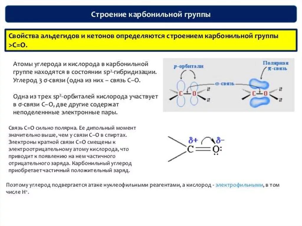 Какая связь между атомами углерода. Альдегиды электронное строение карбонильной группы. Электронное строение карбонильной группы. Строение карбонильных соединений. Электронное строение карбонильной группы в альдегидах и кетонах.