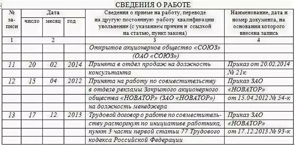 Запись в трудовую книжку о выборе электронной трудовой книжки. Запись об увольнении с совместительства в трудовой книжке образец. Как сделать запись в трудовую книжку внешнему совместителю. Увольнение по совместительству запись в трудовой книжке образец.