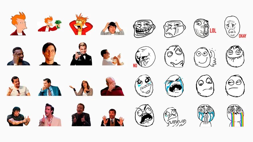 Прикольные Стикеры мемы. Мемы для стикеров. Стикеры из мемов для WHATSAPP. Много мемов в одной картинке.