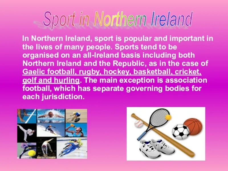 We interested in sport. Northern Ireland топик. Северная Ирландия презентация. Спорт для презентации. Северная Ирландия презентация на английском языке.