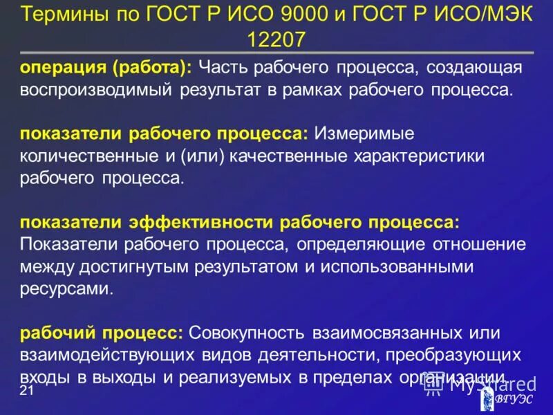 характеристика рабочего процесса