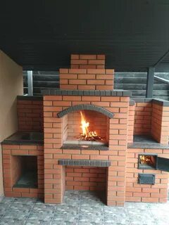 Мангал с печкой из кирпича фото