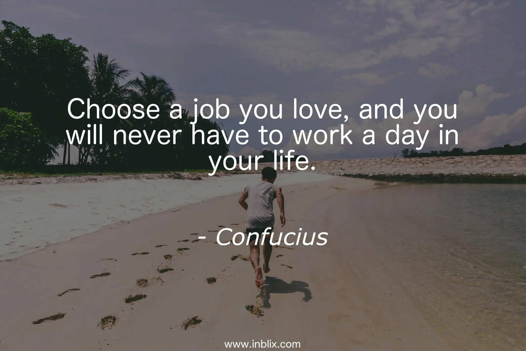 If you won t he will. Choose a job you Love, and you will never have to work a Day in your Life. Choose a job you Love. Find a job you enjoy doing, and you will never have to work a Day in your Life.. Day in your Life.