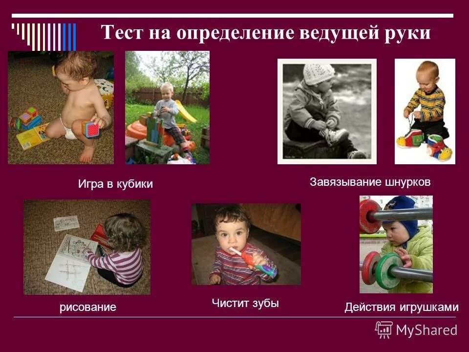 Тест на полушарность мозга. Тест на определение доминирующего полушария. Тест для определения ведущей руки у ребенка. Веду тест. Веду тест.