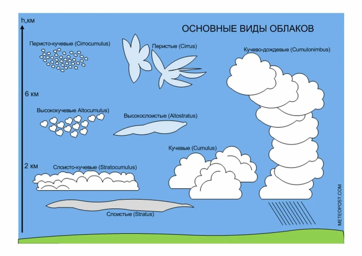 Высота облаков погода. Виды облаков. Виды облаков рисунок. Рисунки разных видов облаков. Абак виды.