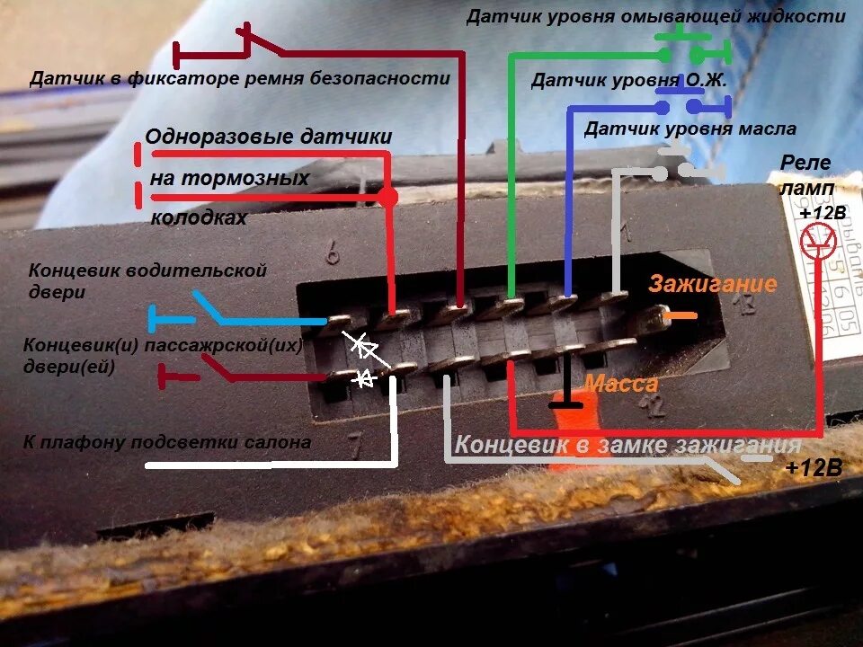 Почему плюс не включается. Разъём блока индикации ВАЗ 2110. Блок индикации БСК ВАЗ-2114. Блок бортовой системы контроля на ВАЗ 2115. Блок индикации бортовой системы 2110.