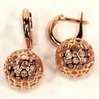 Серьги золотые шары с сеткой