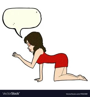 Cartoon woman on all fours with speech bubble vector image on VectorStock.