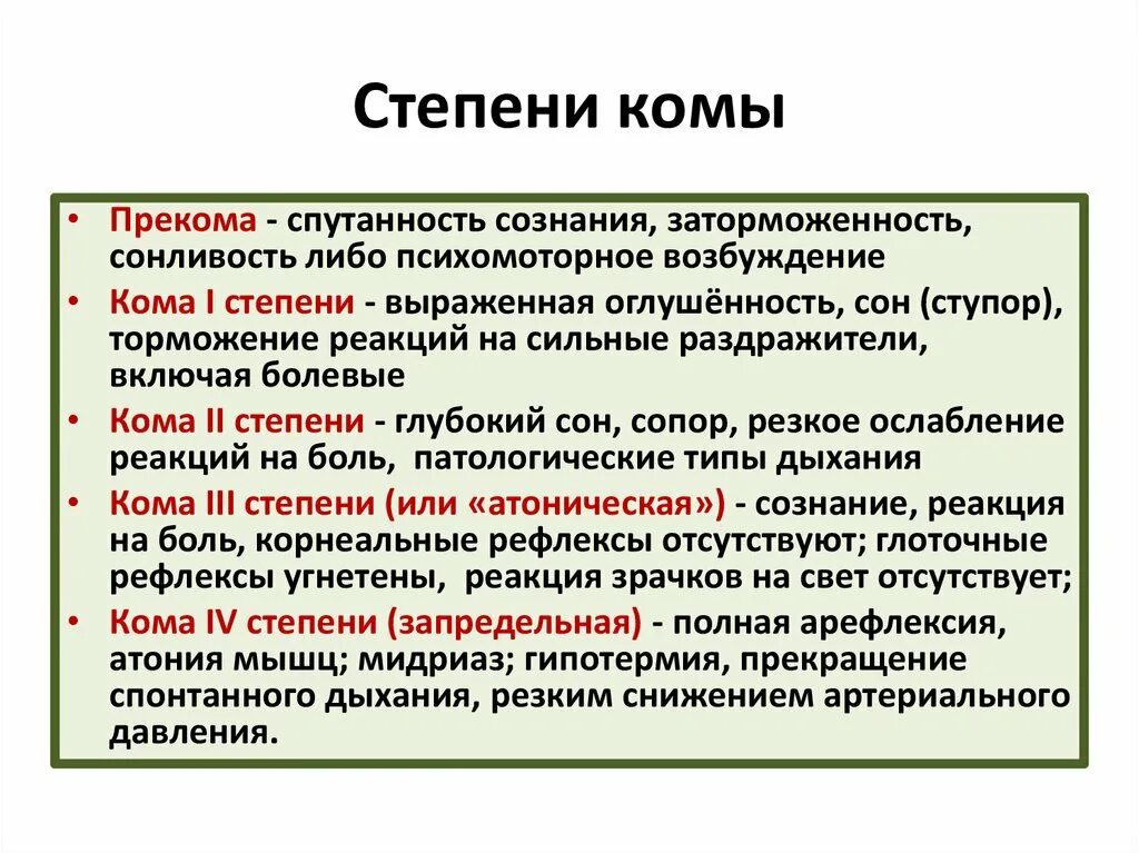 Кома симптомы первые. Кома 1 2 3 степени. Стадии комы. Кома 1 степени. Кома стадии и степени.