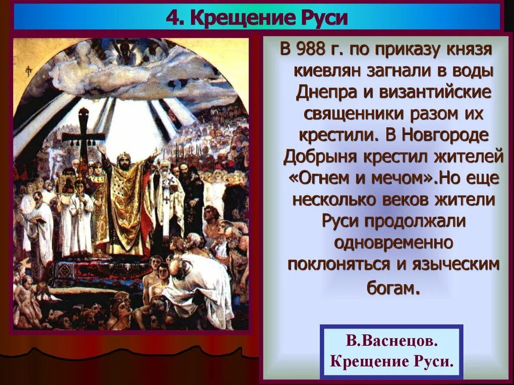 Крещение руси произошло век. Мартынов крещение Руси. Крещение Руси кратко. Обряд крещения на Руси кратко.