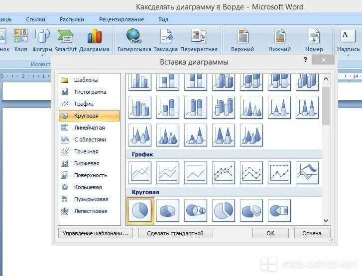 Как построить диаграмму в word