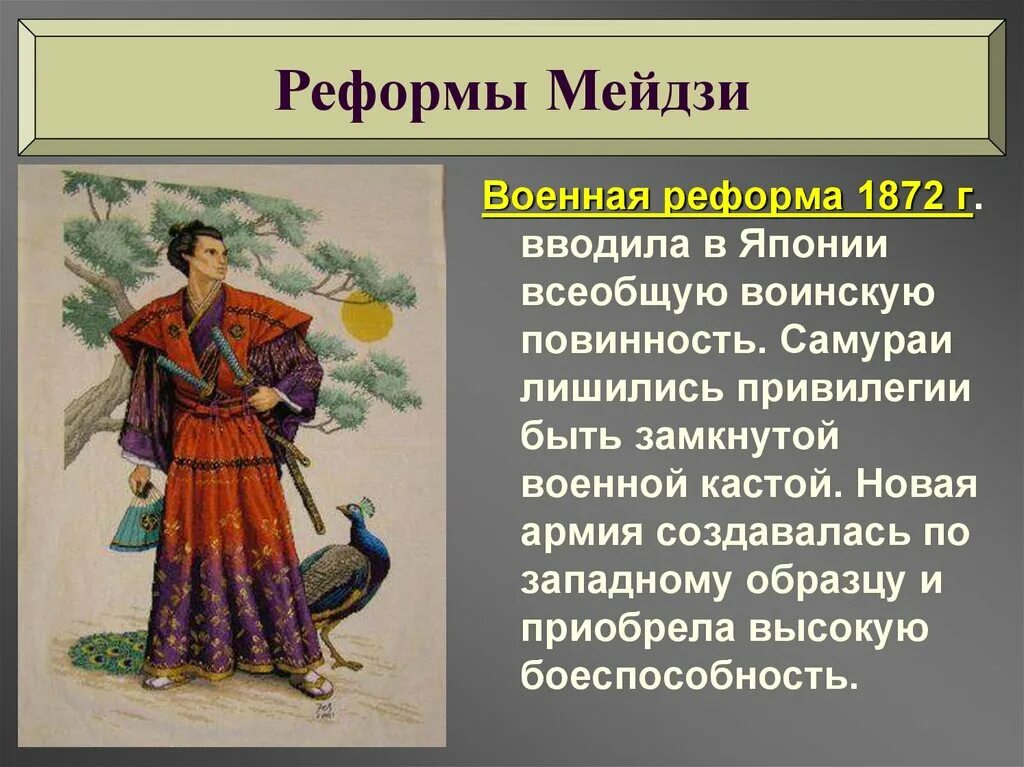 Япония в 18 веке презентация. Военная реформа мэйдзи 1872. военная реформа в японии 1872. военная реформа япония мейдзи. реформы мэйдзи в японии.