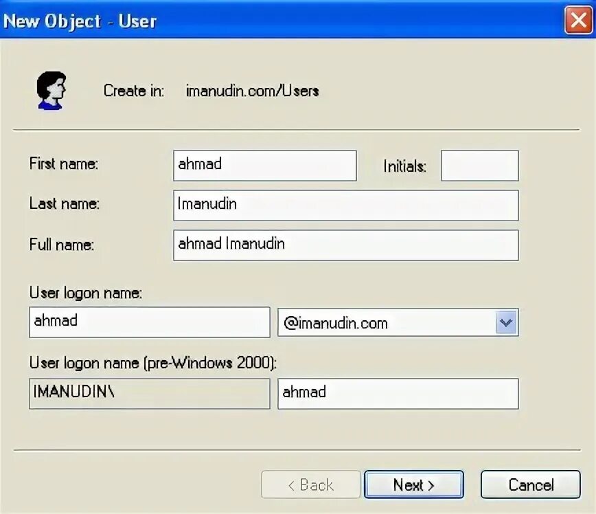 User details. User details