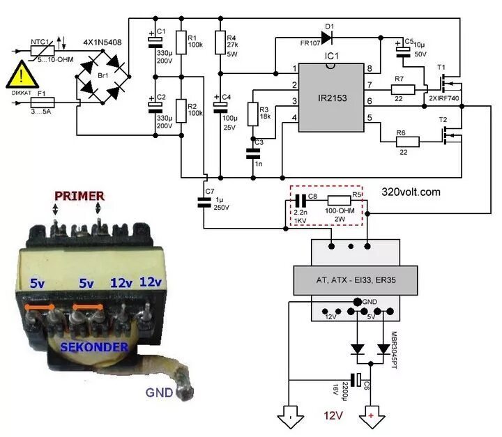 Блок питания с регулировкой напряжения и тока Retro radios, Power supply circuit