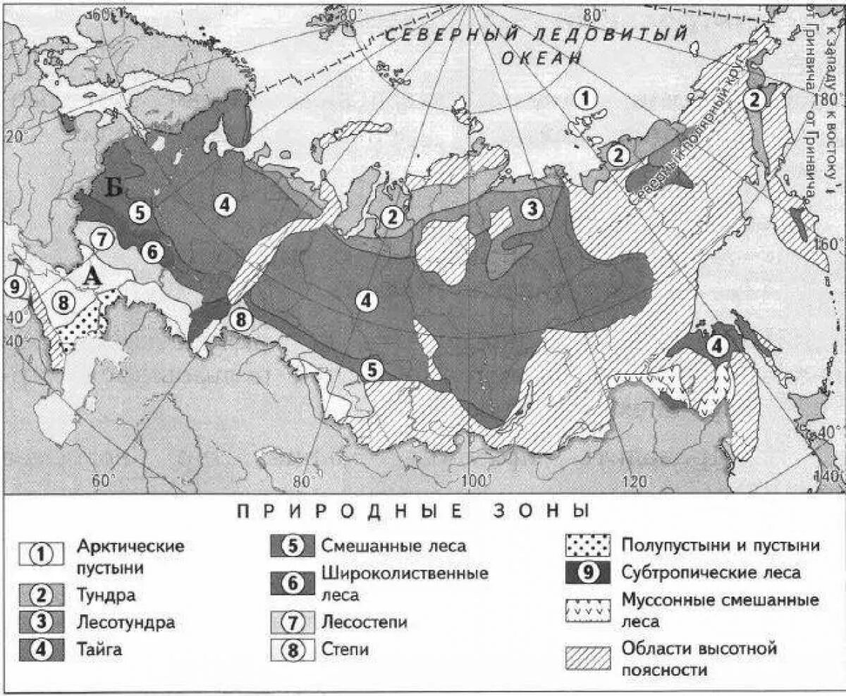 Природно хозяйственные зоны россии на карте цдз